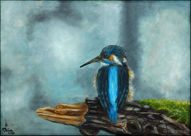 Eisvogel 2 Acryl Misch-Fließtechnik auf Leinwand; 70 x 50 cm